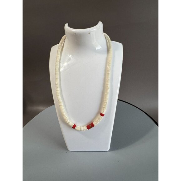Vintage Spiny Oyster Shell Heishi Necklace Red Accents 16 Inches Southwestern - Picture 7 of 7